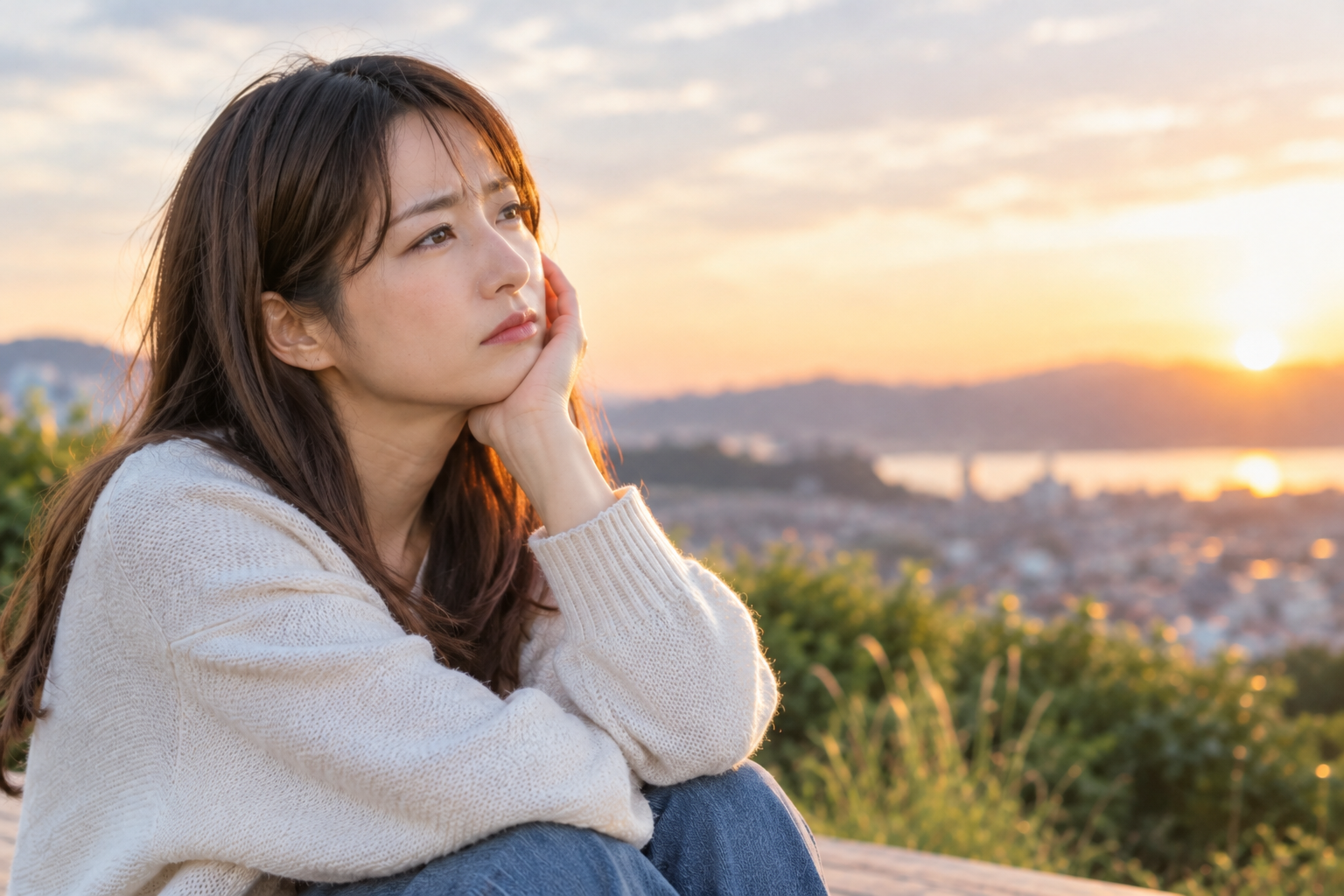 女性　不満気な表情